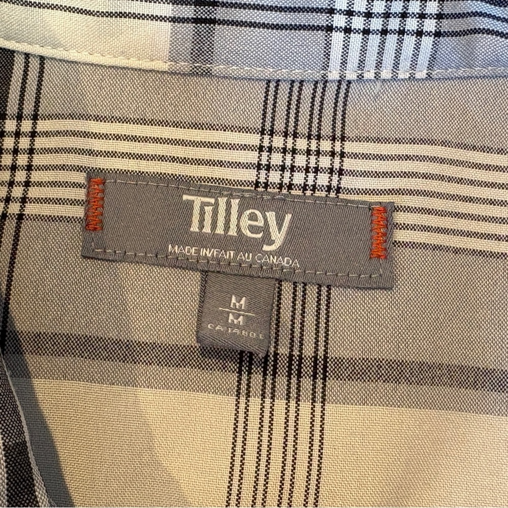 Tilley Men's Travel Shirt Gray Plaid Button-Down Shirt Wrinkle Free Sz. M - Picture 7 of 10